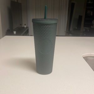 Matte forest green studded Starbucks cup